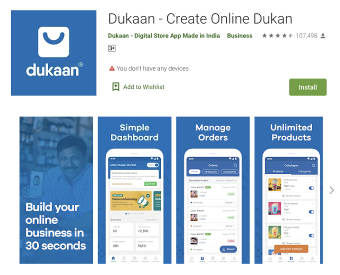 This Delivery Startup Does More Business Than Swiggy & Zomato in His Hometown. Here's How... Dukaan App Playstore listing