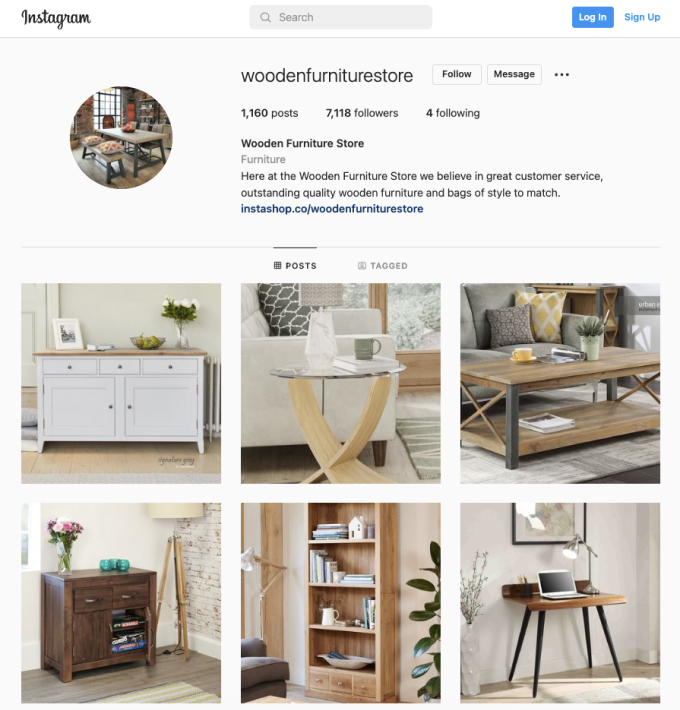 Wooden Furniture Store Instagram