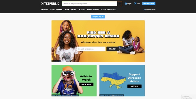 Teepublic homepage