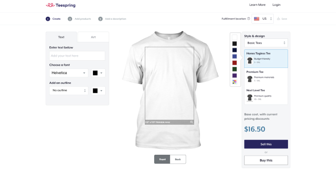 Teespring design feature