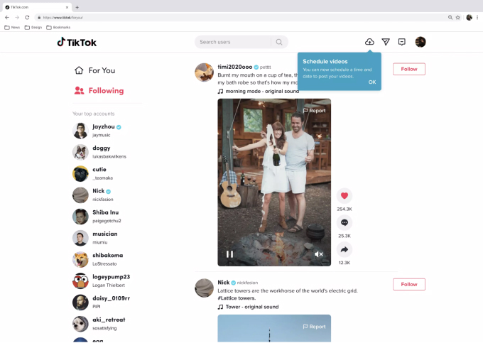 TikTok’s video scheduler