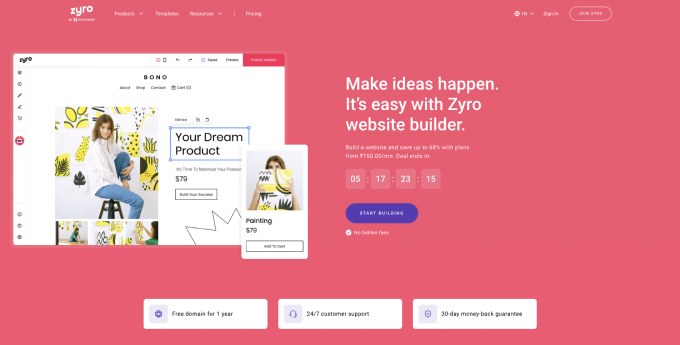 11 Best Squarespace Alternatives to Try in 2022 Zyro homepage