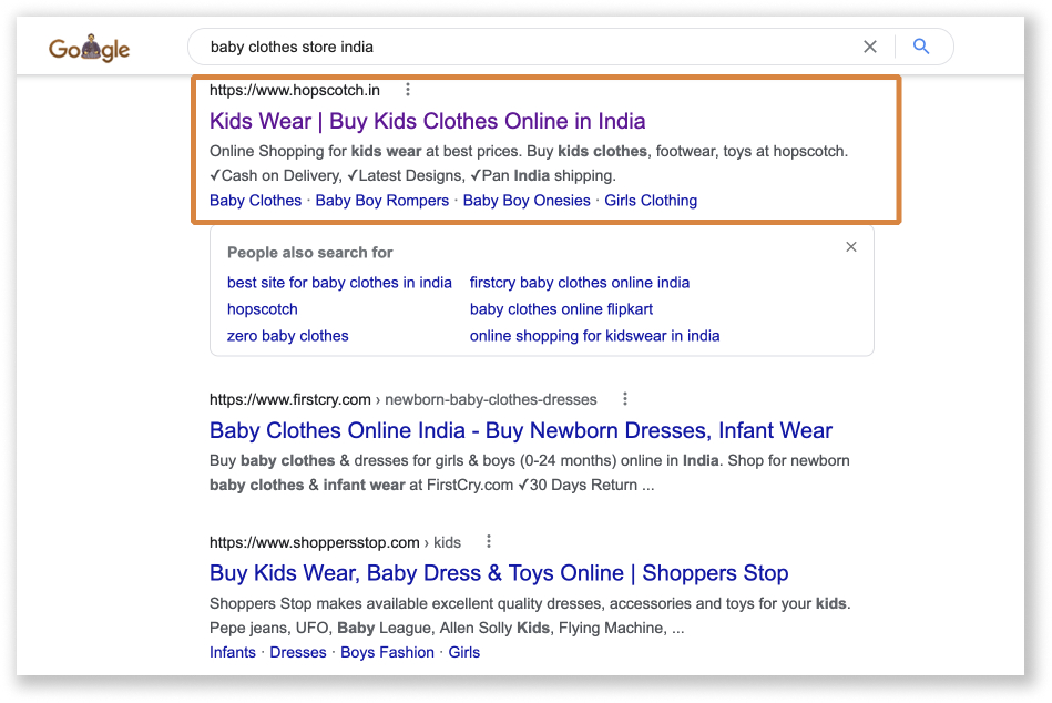 search results for baby clothes store India