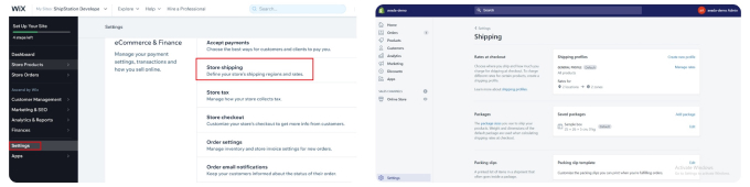 Wix vs Shopify shipping options