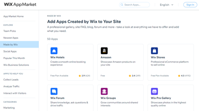 Wix App market