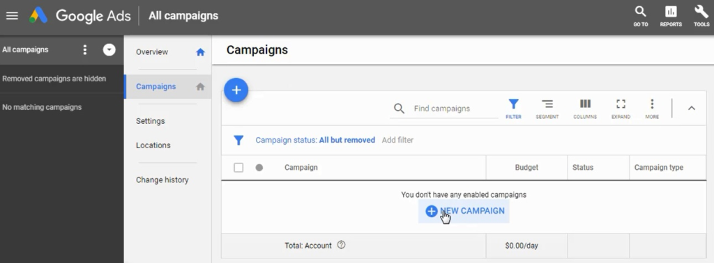 how to create a campaign in Google Ads