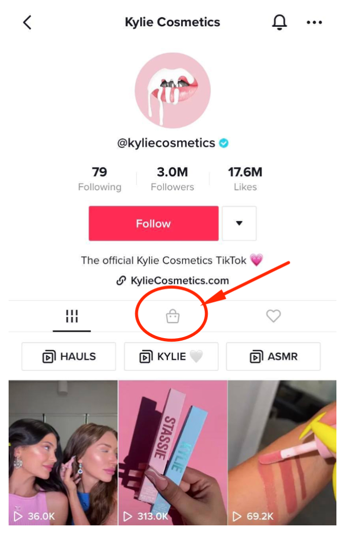 kylie cosmetics tiktok account