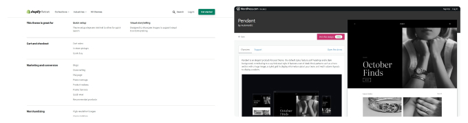 Shopify vs WordPress theme offering