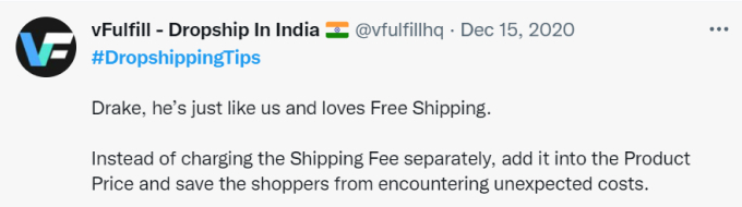 Dropshipping tips on Twitter