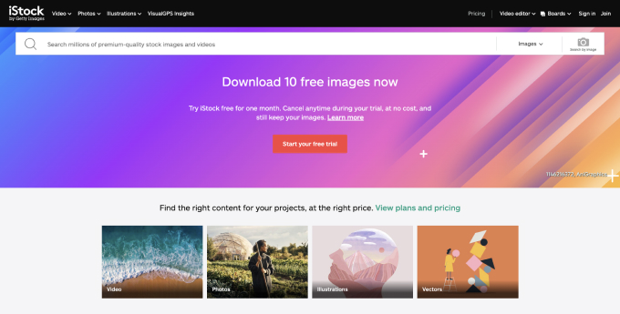 istockphoto homepage