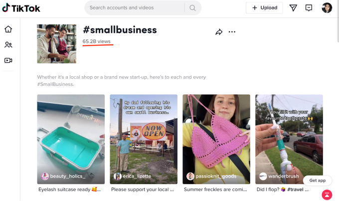 #smallbusiness hashtag on tiktok