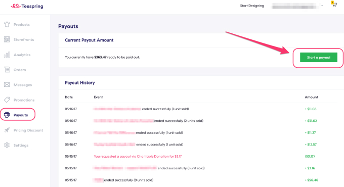 teespring payout