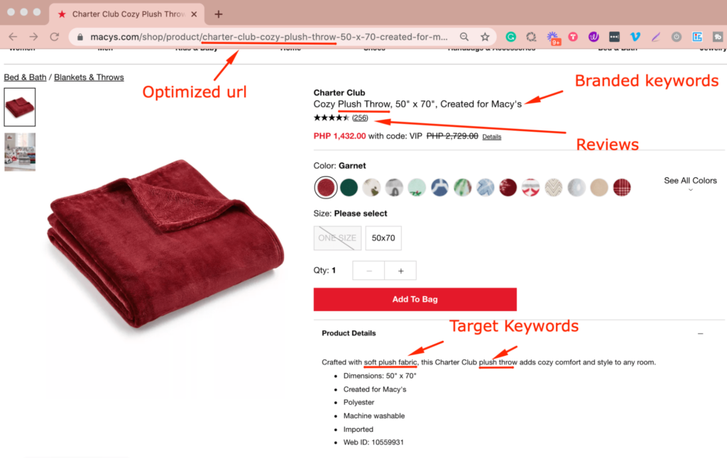 well-optimized eCommerce product page