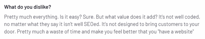 Wix user saying Wix isn’t optimized for SEO