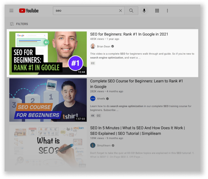 youtube serp seo