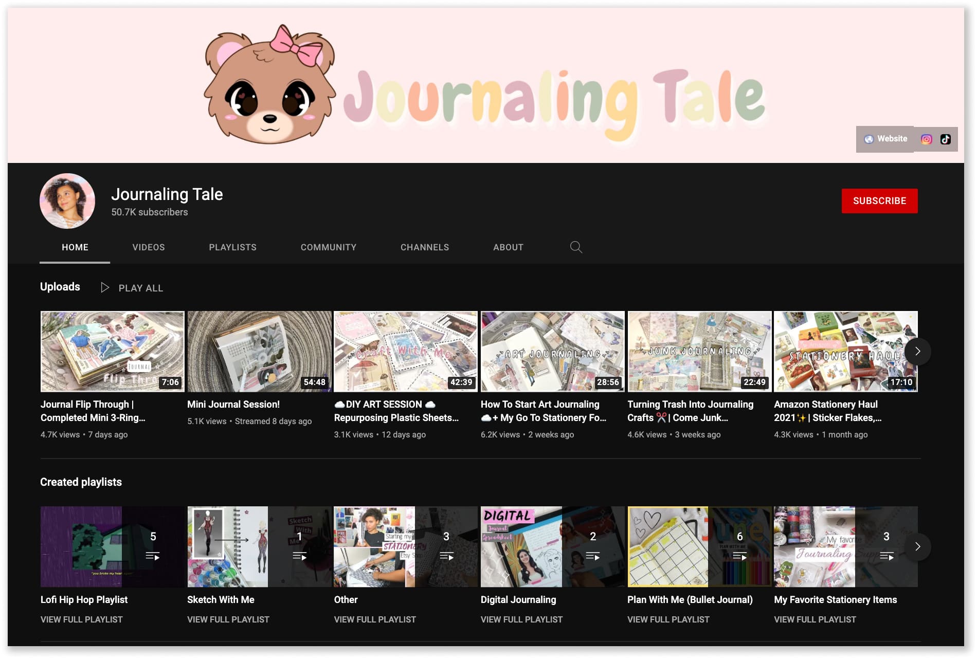 Journaling Tale YouTube channnel